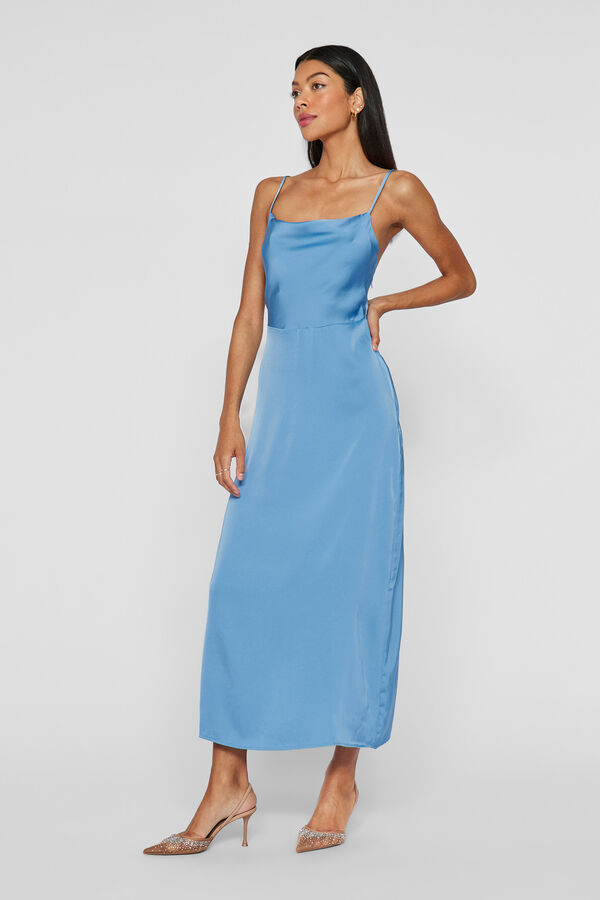 Vila Vestido midi satinado Turquesa