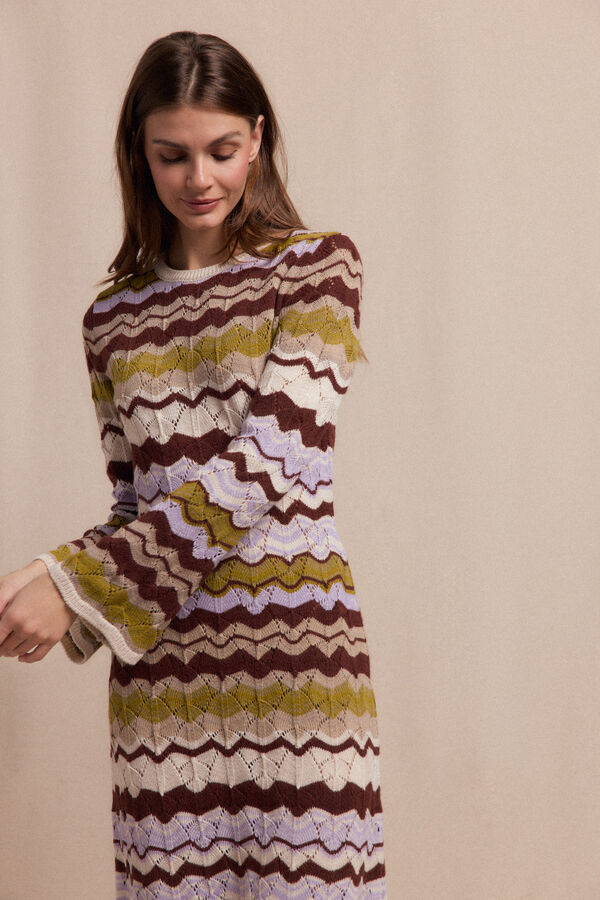 Slowlove Vestido punto ondas multicolor Multicolorido