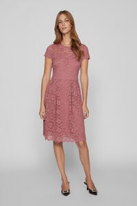 Cortefiel Short evening dress with lace Pink