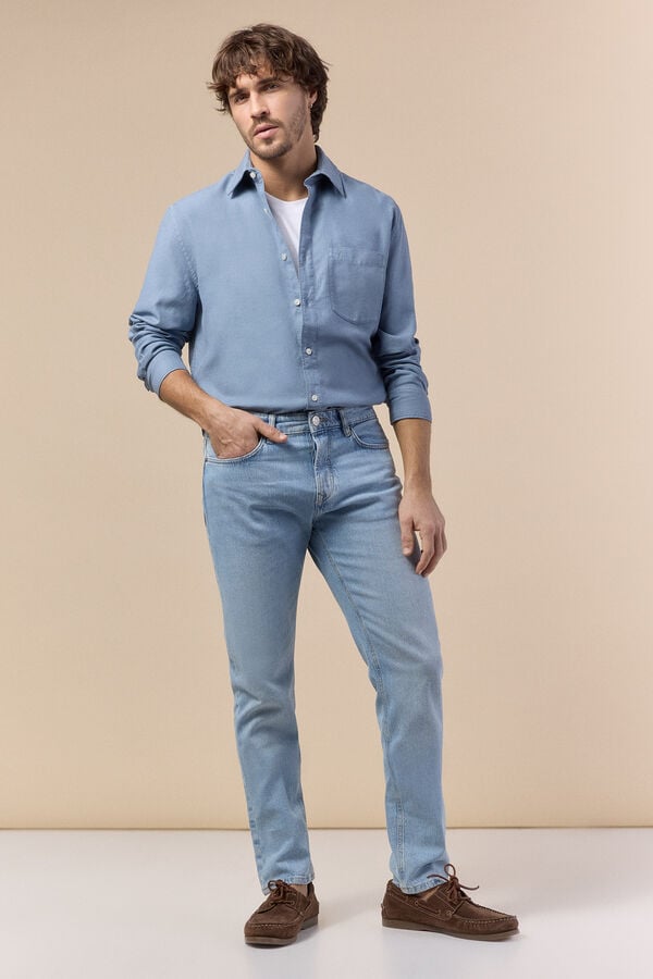 OOTO Camisa lisa fluida Azul