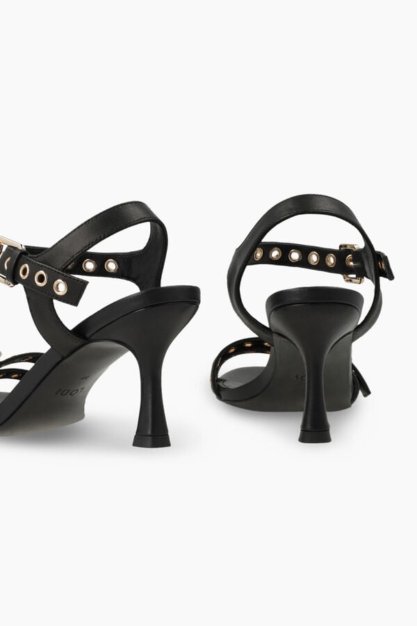 Lodi Sand&aacute;lias de mulher em pele Preto