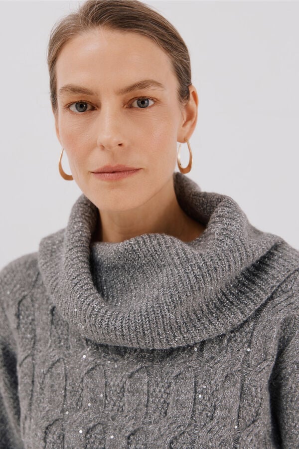 Cortefiel Jersey punto lentejuelas Grey