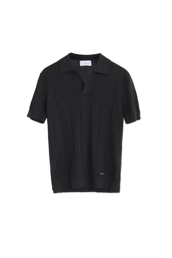Cortefiel Jacquard polo shirt Black