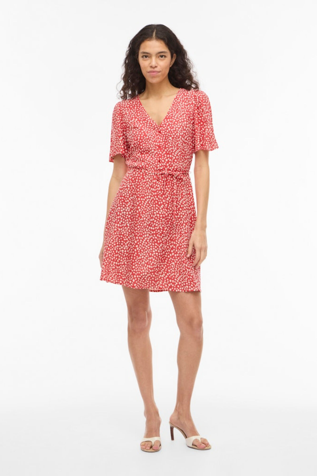 Vila Vestido curto com decote em V em viscose