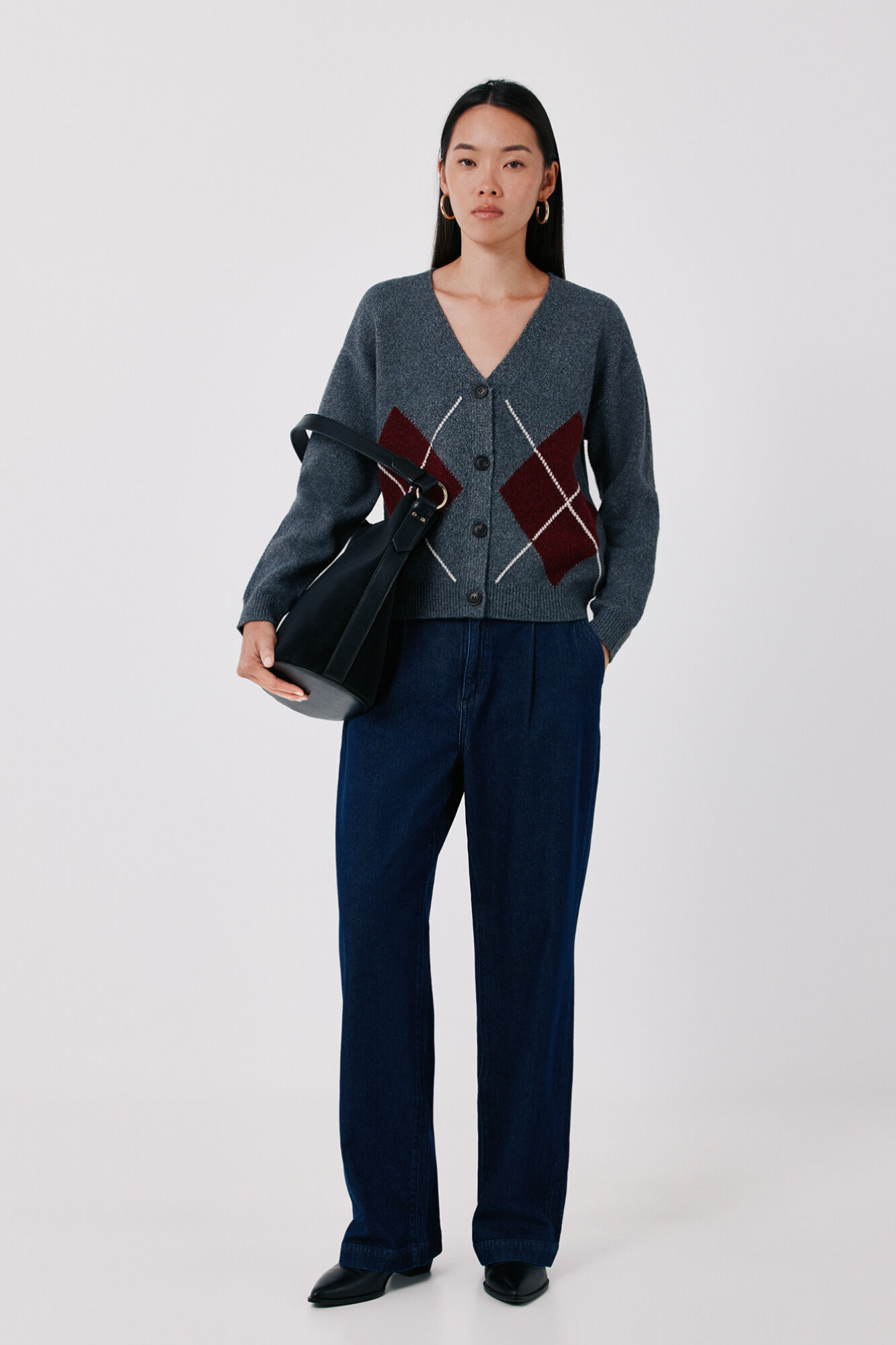 Cortefiel Positional argyle cardigan