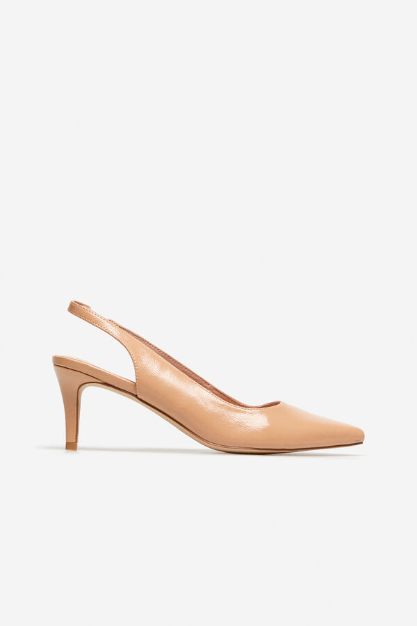 Cortefiel Patent leather slingback court shoe Ivory