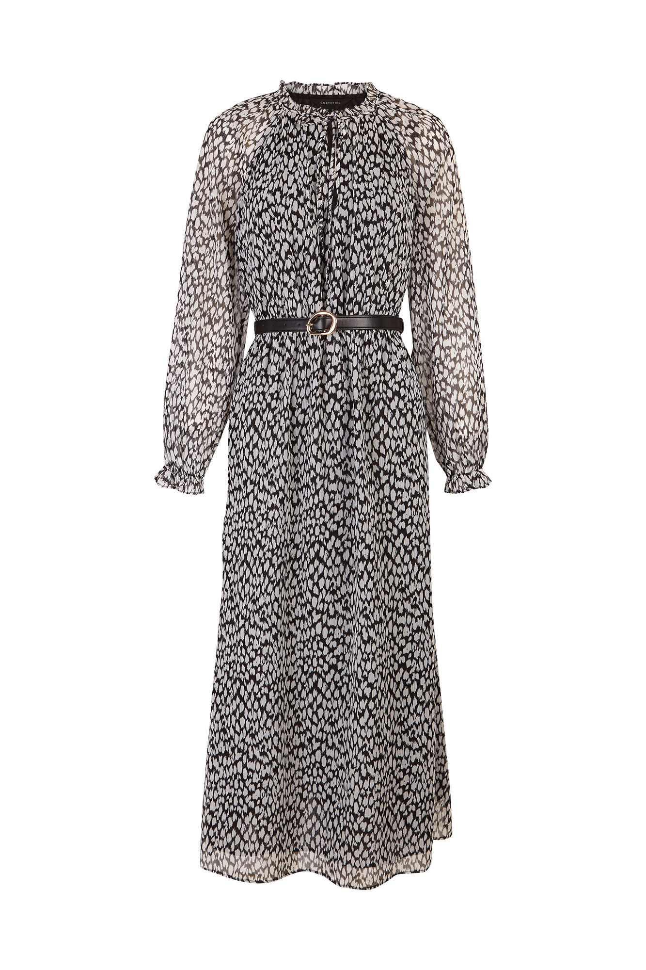 Cortefiel Printed fluid dress with belt