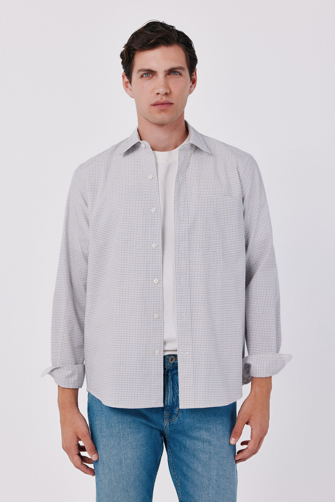 Cortefiel Cotton poplin plaid shirt