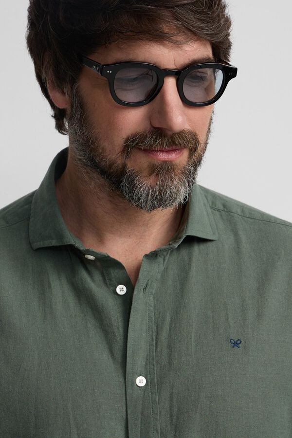 Silbon Linen sport shirt Green