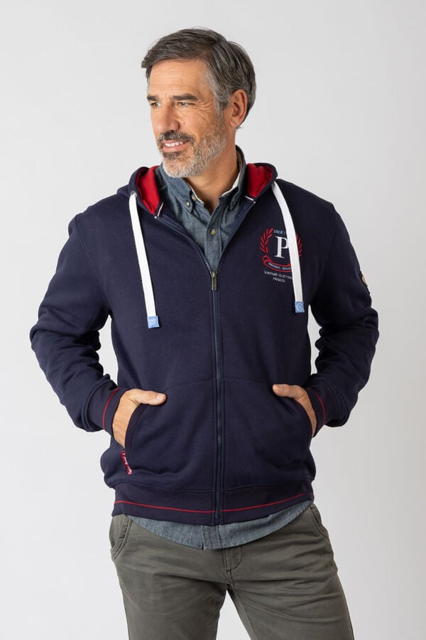 Privata Sweatshirt aberto com capuz e bolsos Azul