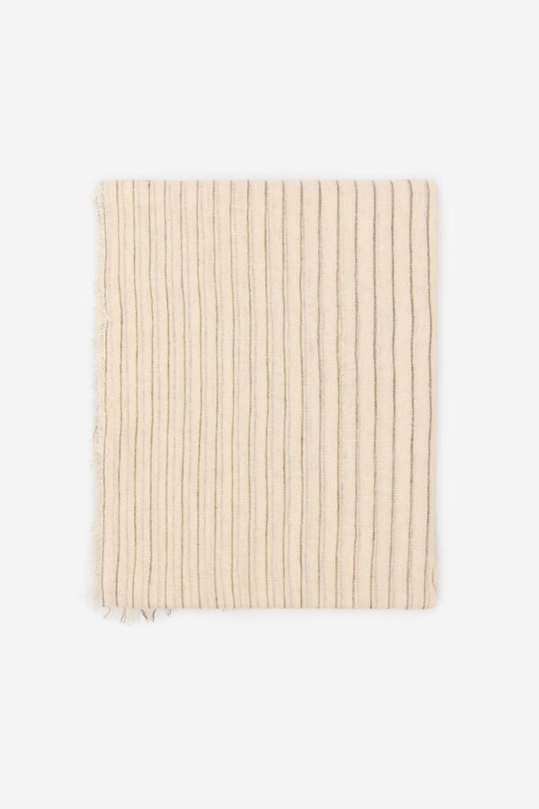 Cortefiel Striped scarf Ivory