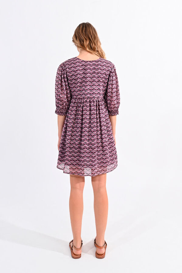 Cortefiel Short printed dress with mid-length sleeves Multicolour