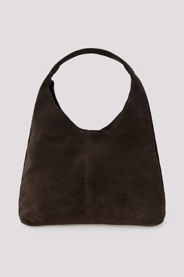 Cortefiel Leather mini hobo bag Nude