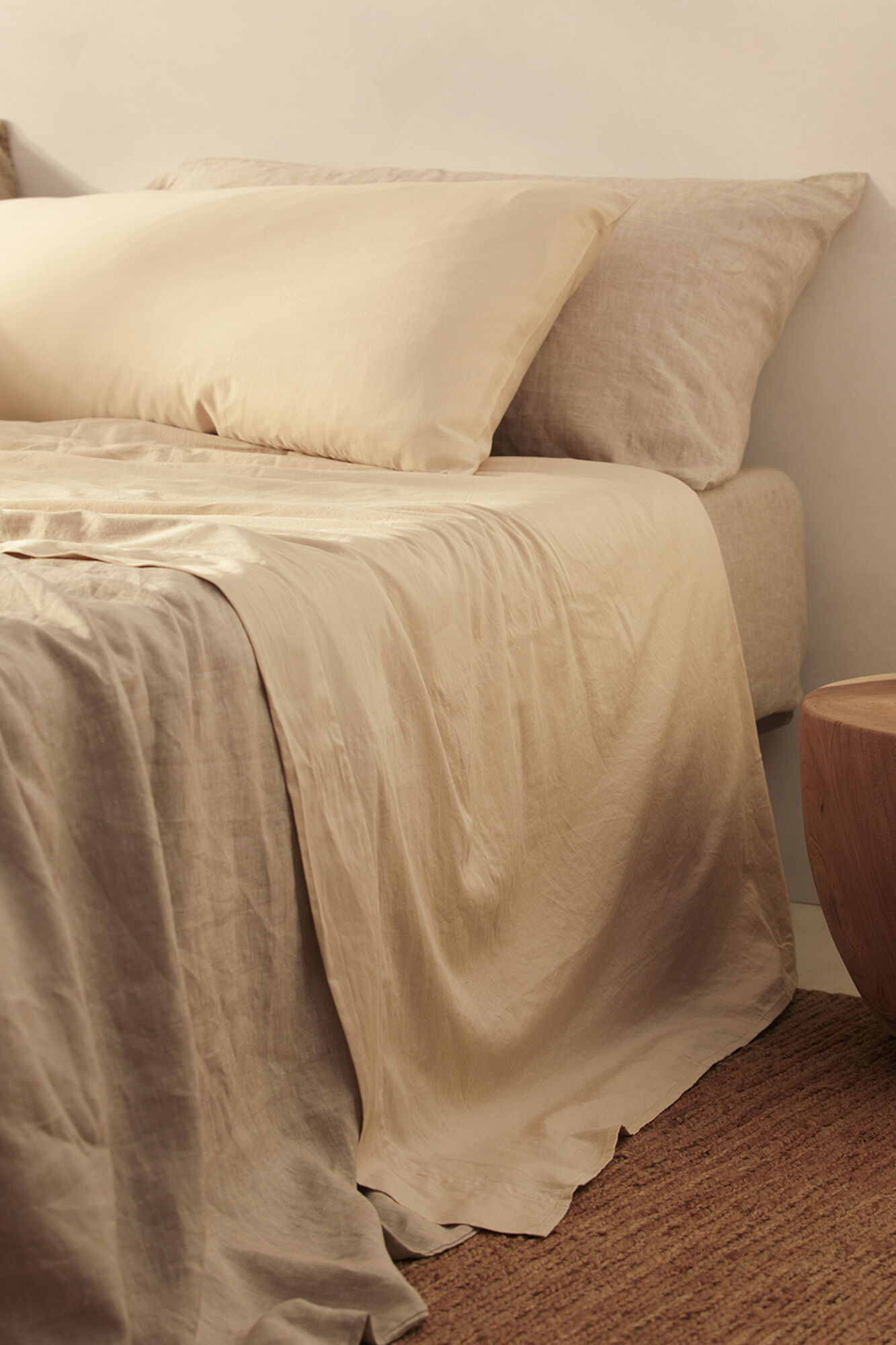 Bassols Len&ccedil;ol de cima de algod&atilde;o lavado fosco Sahara