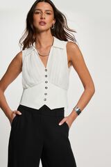 Morgan Top plissado sem mangas Branco