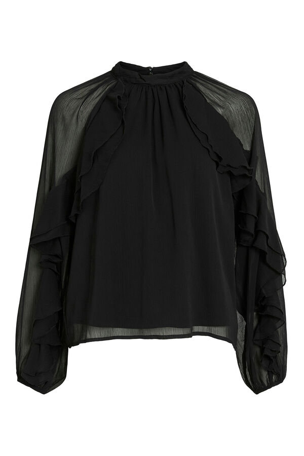 Vila Blusa de chiffon com babados Preto