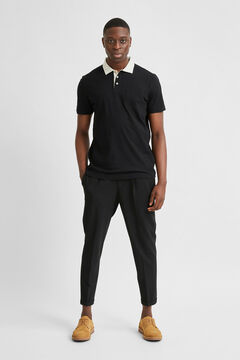 Cortefiel Short-sleeved polo shirt Black