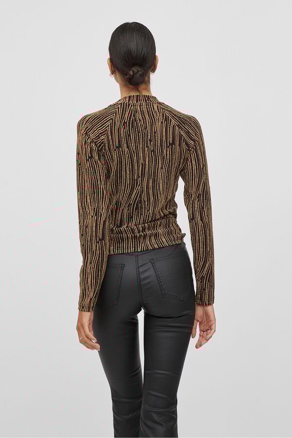 Vila Top de manga larga con lúrex Camel