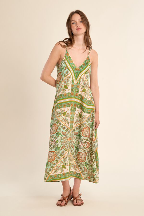 Molly Bracken Vestido comprido de al&ccedil;as estampado Verde