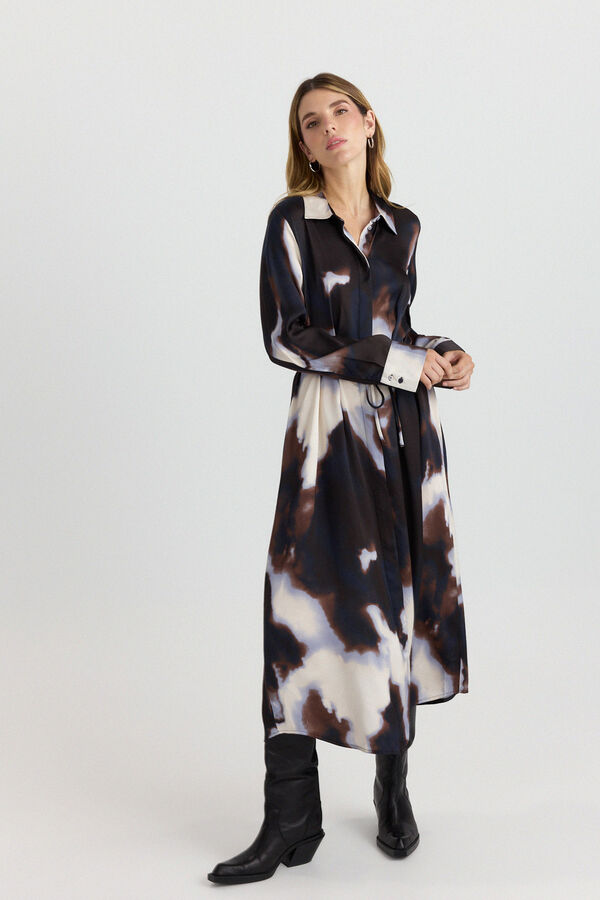 Vero Moda Vestido camiseiro comprido Castanho