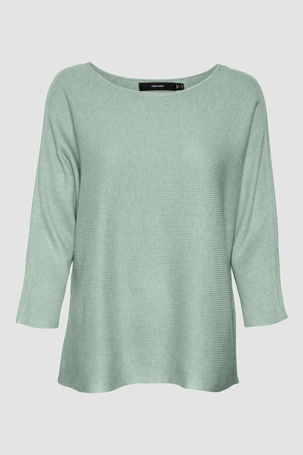 Vero Moda Top de malha manga 3/4 gola barco Verde