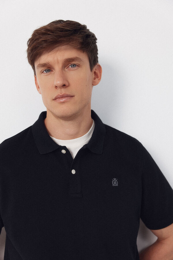 Cortefiel Basic piqu&eacute; polo shirt Black