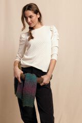 Slowlove Top estructura manga abullonada Marfil