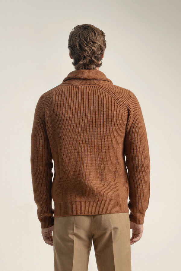 PuroEGO Cardigan canelado mesclado Vermelho