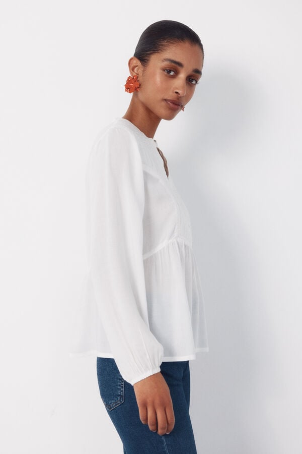 Cortefiel Padded mandarin blouse Ivory