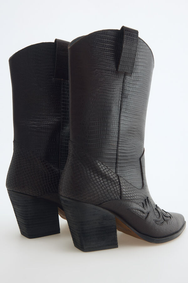 Slowlove Bota estilo cowboy realizada en piel con efecto cocodrilo Black