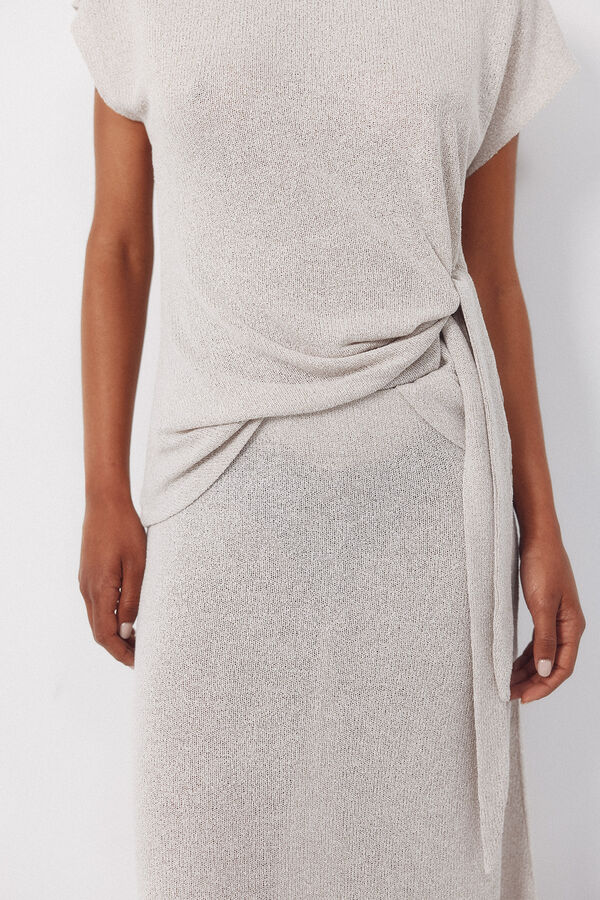 Cortefiel Jersey-knit skirt Beige