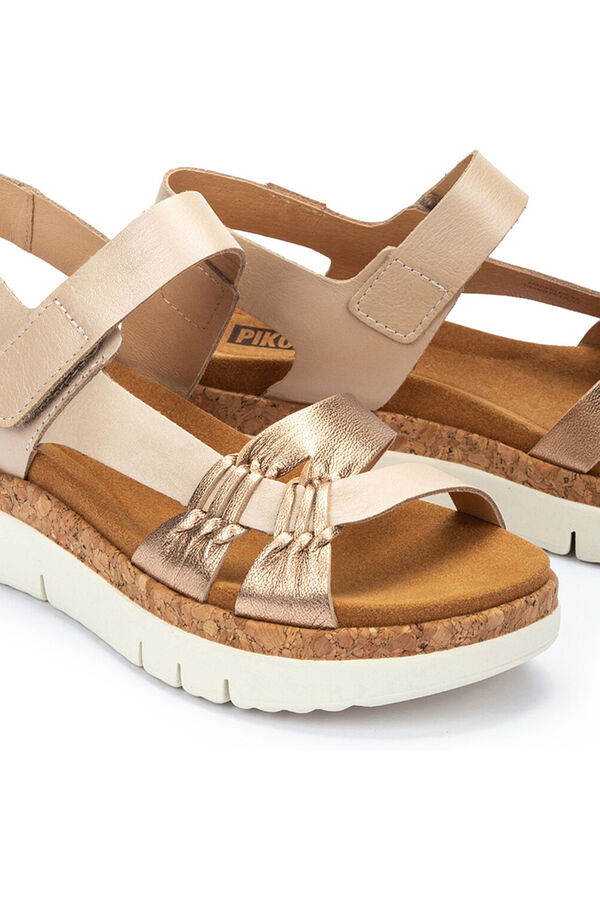 Pikolinos Sand&aacute;lias com fecho aderente para mulher Dourado
