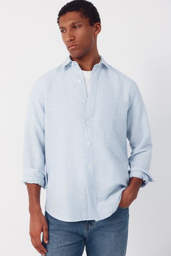 Camisa lino algodón rayas
