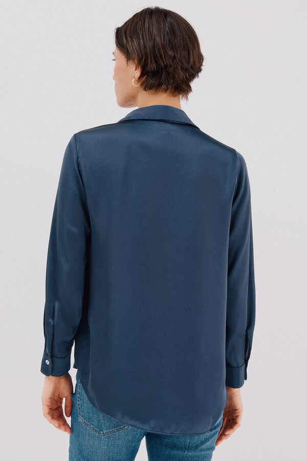 Cortefiel Satin-finish shirt Blue