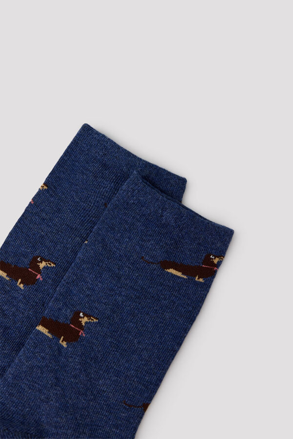 Cortefiel Dachshund long socks Navy