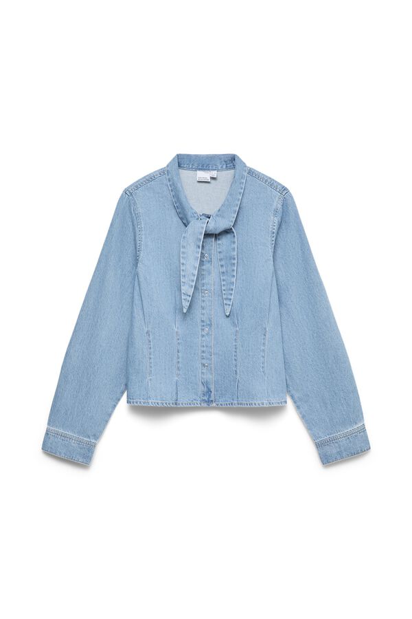 Vero Moda Camisa de ganga com la&ccedil;o Azul