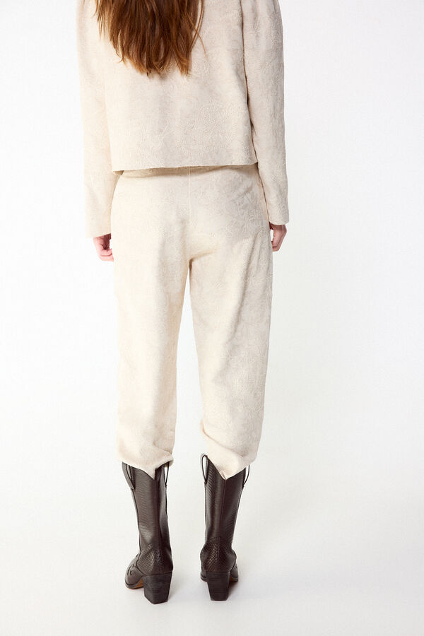 Slowlove Pantal&oacute;n recto bordado Ecru