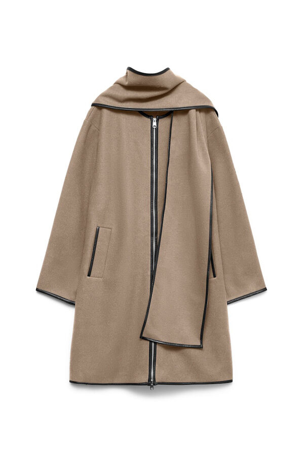 Vero Moda Sobretudo de tecido com detalhe de cachecol Castanho