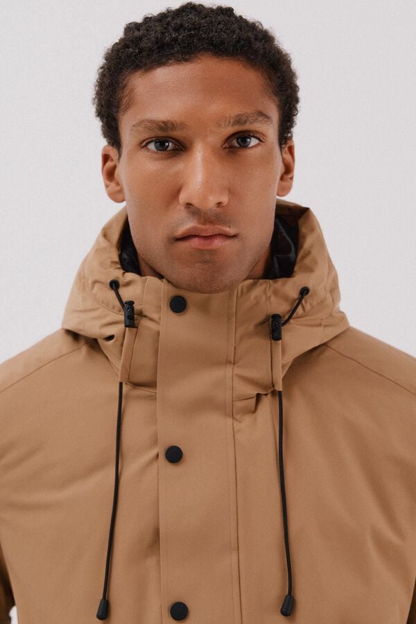 Cortefiel Hooded parka Camel