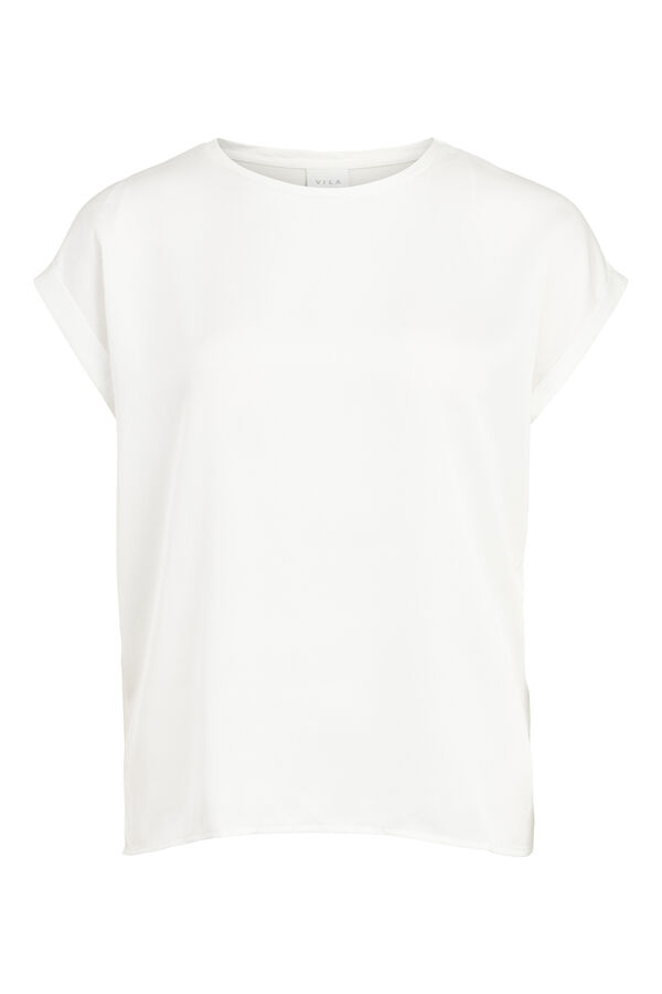Cortefiel Satin-finish short-sleeved blouse White