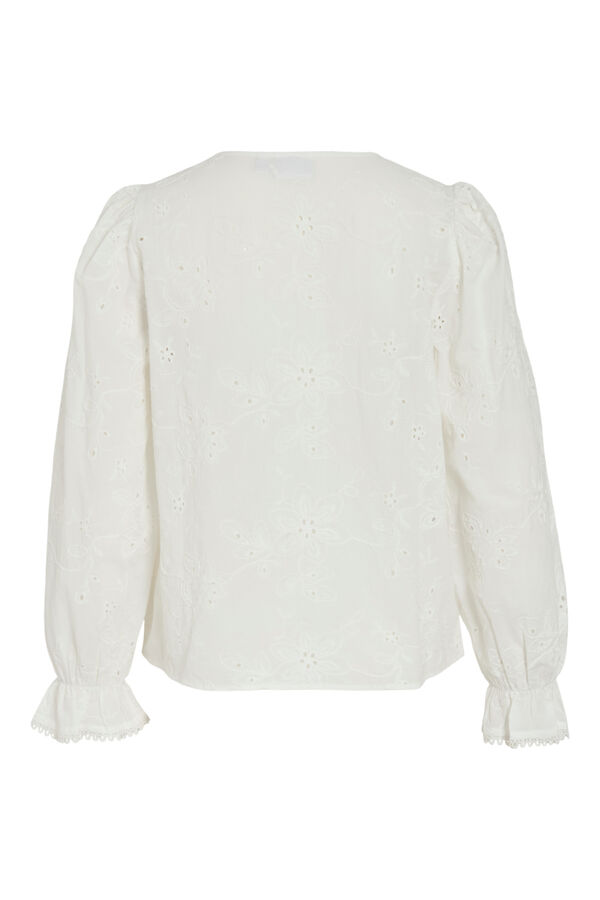 Vila Blusa de manga comprida em algod&atilde;o org&acirc;nico Branco