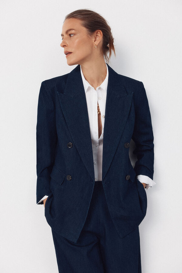 Cortefiel Tailored denim blazer Blue