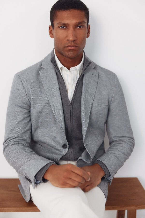 Cortefiel Jersey-knit blazer Grey