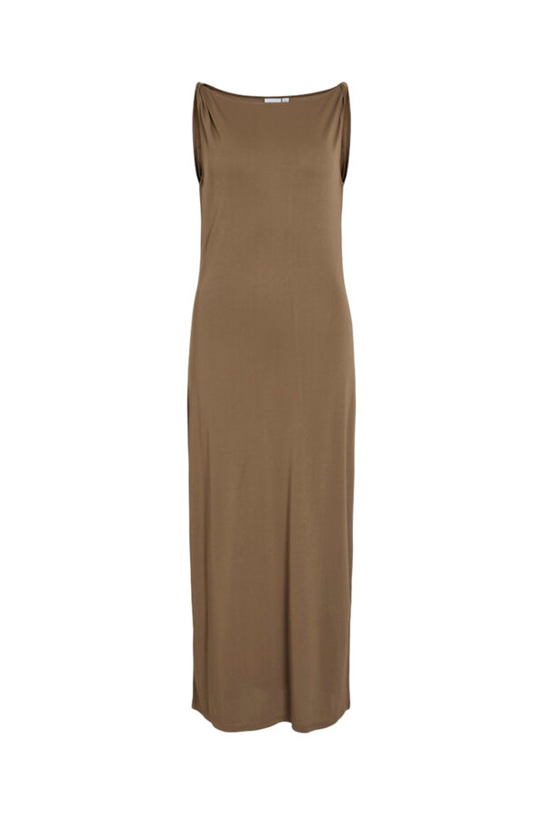 Vila Modal boat neck midi dress Brown