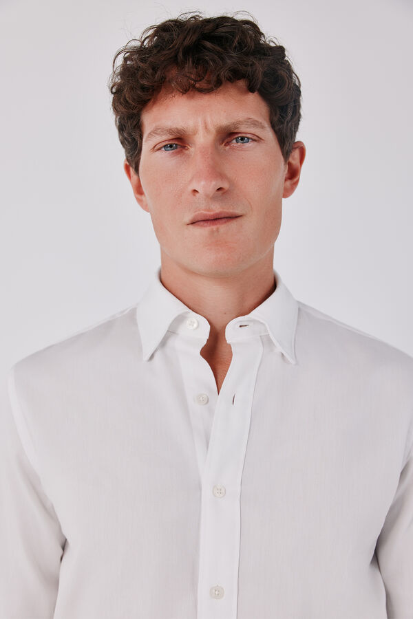 Cortefiel Cotton tencel shirt White