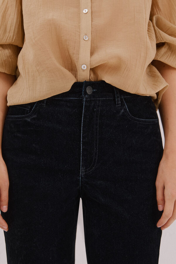 Cortefiel Calça Jeans Reta de Veludo Preto