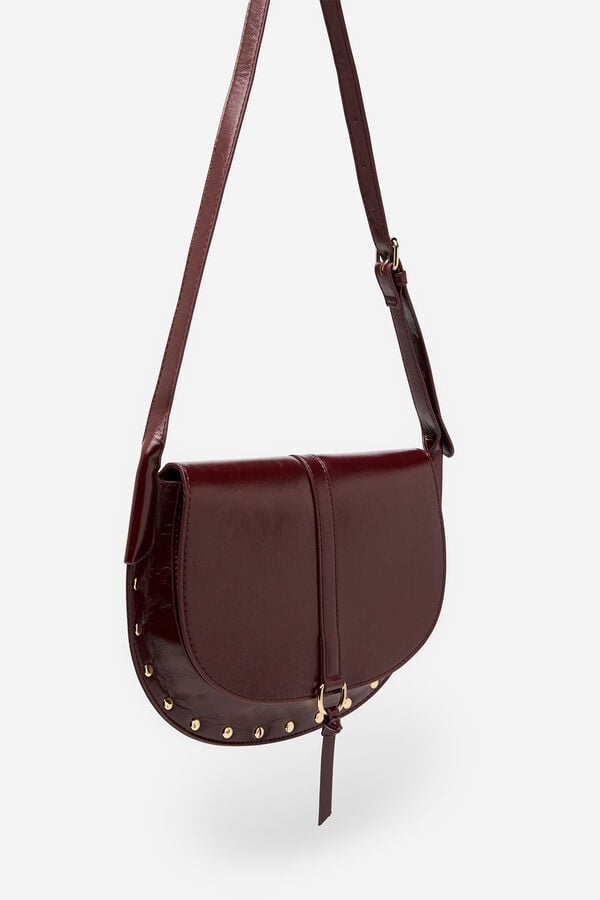 Cortefiel Crossbody bag with flap and tachahs Maroon