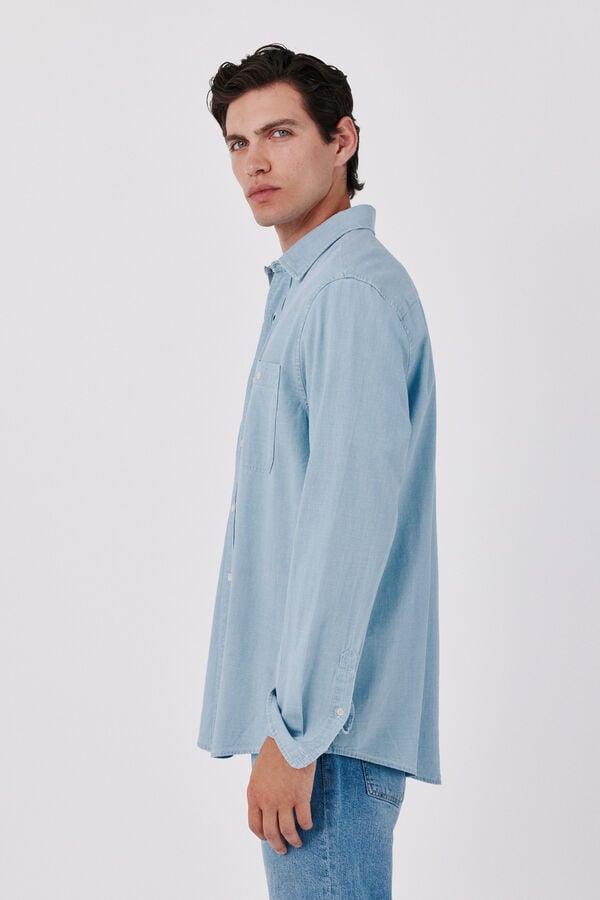Cortefiel Chambray utility shirt Blue
