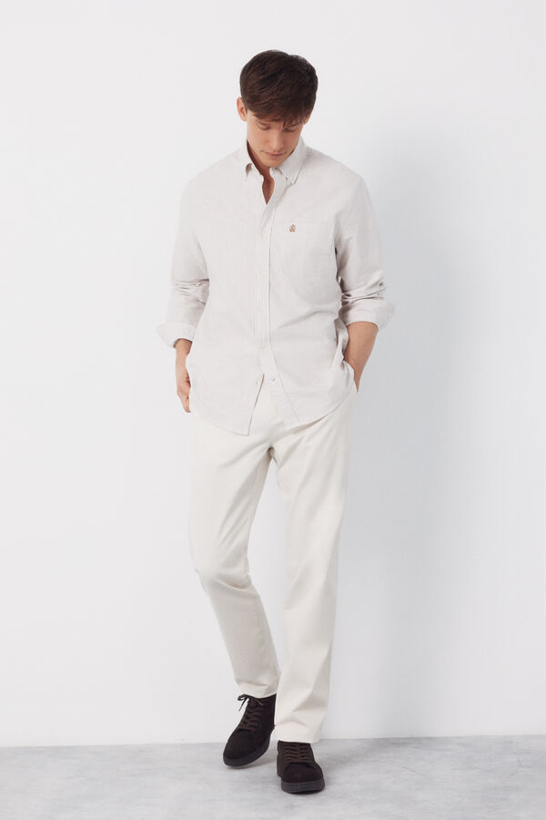 Cortefiel Slim fit lightweight chinos Ivory