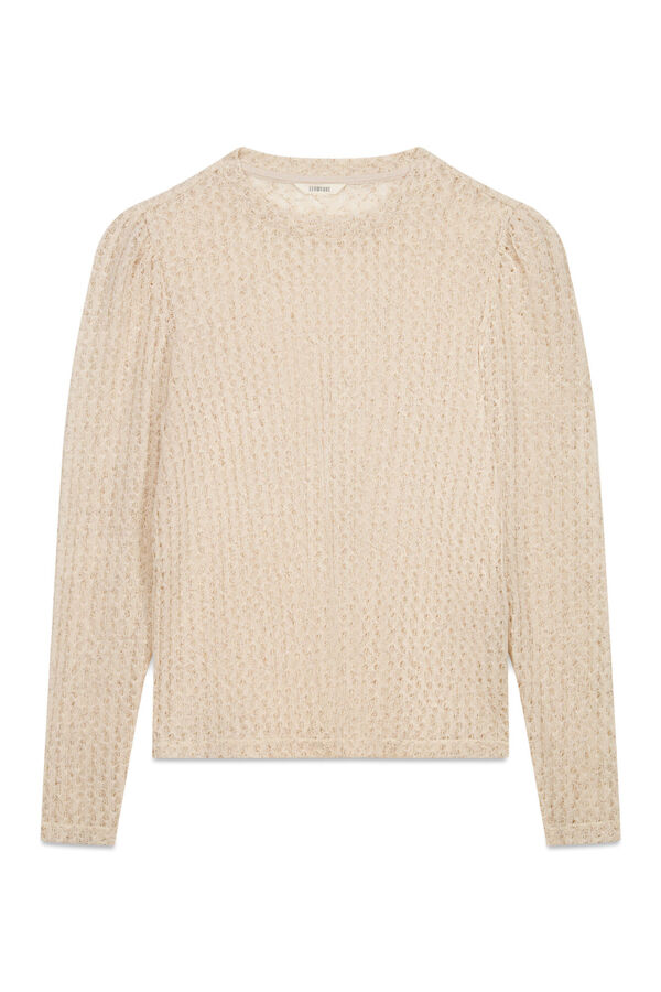 Slowlove Blusa estruturada rústica de manga comprida Ecru